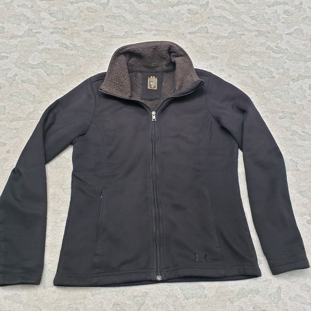 Under Armour Jacket Womens Medium Black Full Zip Pockets Sherpa Lined